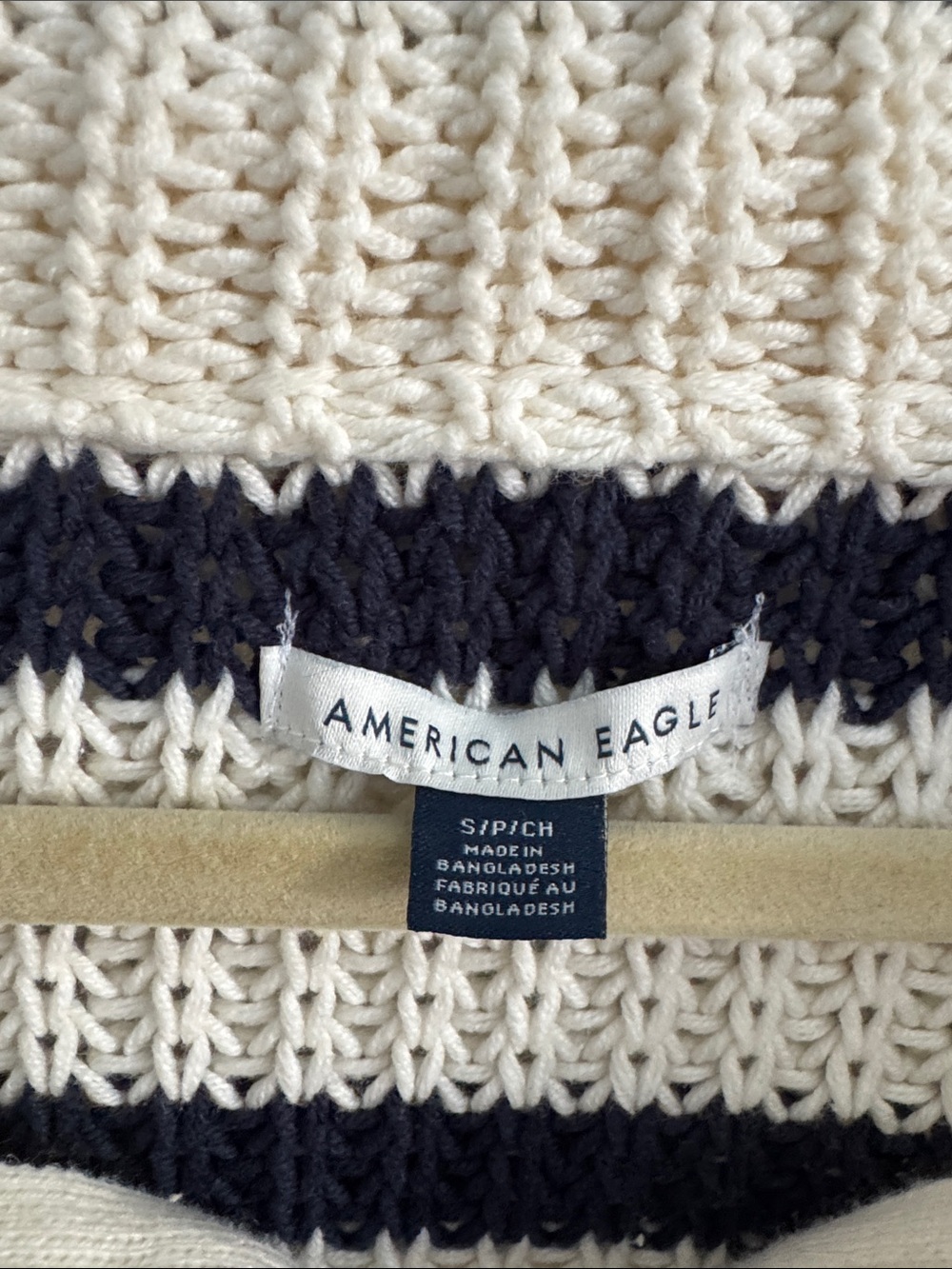 American Eagle Outfitters Striped Half-Zip Sweater - Ivory & Black - Picture 2 of 2